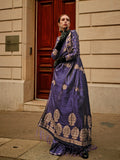 Purple Satin Saree With Blouse Piece