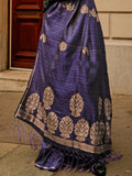 Purple Satin Saree With Blouse Piece