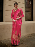 Pink Satin Saree With Blouse Piece