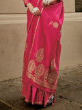 Pink Satin Saree With Blouse Piece