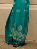 Teal Satin Saree With Blouse Piece