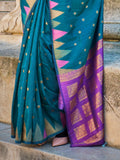 Blue Art Silk Saree With Blouse Piece