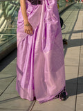 Lavender Art Silk Saree With Blouse Piece