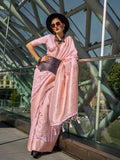 Pink Art Silk Saree With Blouse Piece