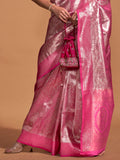 Pink Kanjivaram Silk Saree With Blouse Piece