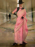 Peach Art Silk Saree With Blouse Piece