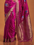 Pink Satin Saree With Blouse Piece