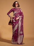 Maroon Georgette Nylon Saree With Blouse Piece