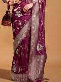 Maroon Georgette Nylon Saree With Blouse Piece