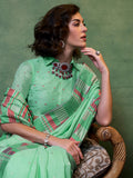 Green Party Wear Silk Saree With Blouse Piece