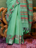 Green Party Wear Silk Saree With Blouse Piece