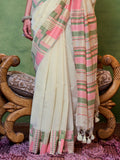 Cream Party Wear Silk Saree With Blouse Piece