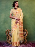 Yellow Party Wear Silk Saree With Blouse Piece