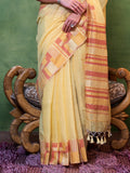 Yellow Party Wear Silk Saree With Blouse Piece