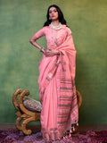 Pink Party Wear Silk Saree With Blouse Piece