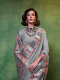 Grey Party Wear Silk Saree With Blouse Piece