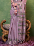 Lavender Party Wear Silk Saree With Blouse Piece