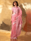 Pink Party Wear Linen Saree With Blouse Piece