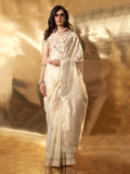 Cream Party Wear Linen Saree With Blouse Piece