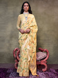 Yellow Jamdani Cotton Saree With Blouse Piece