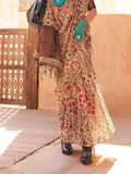 Yellow Printed Zari Tissue Saree With Blouse Piece