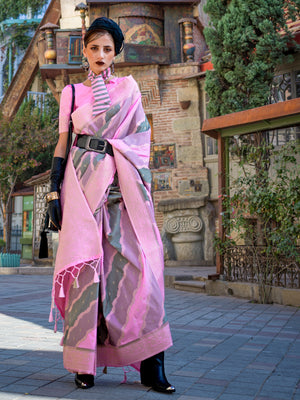 Pink Soft Silk Saree With Blouse Piece