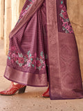 Magenta Georgette Printed Saree With Blouse Piece