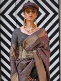 Brown Organza Saree With Blouse Piece