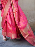 Pink Organza Saree With Blouse Piece