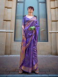 Purple Organza Saree With Blouse Piece