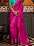 Pink Party Wear Viscose Saree With Blouse Piece