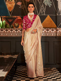 Cream Party Wear Viscose Saree With Blouse Piece