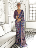 Multi Color Ajrakh Satin Crepe Saree With Blouse Piece