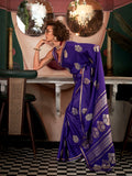 Purple Satin Silk Saree With Blouse Piece