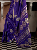 Purple Satin Silk Saree With Blouse Piece