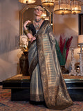 Grey Tissue Saree With Blouse Piece