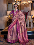 Pink Tissue Saree With Blouse Piece