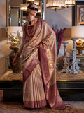 Brown Tissue Saree With Blouse Piece