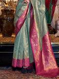 Green Tissue Saree With Blouse Piece