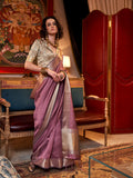 Purple Chiffon Saree With Blouse Piece