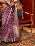 Purple Chiffon Saree With Blouse Piece