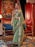 Green Chiffon Saree With Blouse Piece