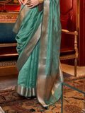 Green Chiffon Saree With Blouse Piece