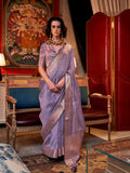 Lavender Chiffon Saree With Blouse Piece