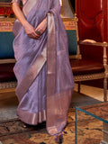 Lavender Chiffon Saree With Blouse Piece