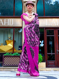 Pink Satin Crepe Saree With Blouse Piece