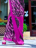 Pink Satin Crepe Saree With Blouse Piece