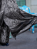 Black Satin Crepe Saree With Blouse Piece