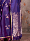 Purple Satin Festive Wear Saree With Blouse Piece