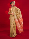 Golden Tussar Silk Saree With Blouse Piece